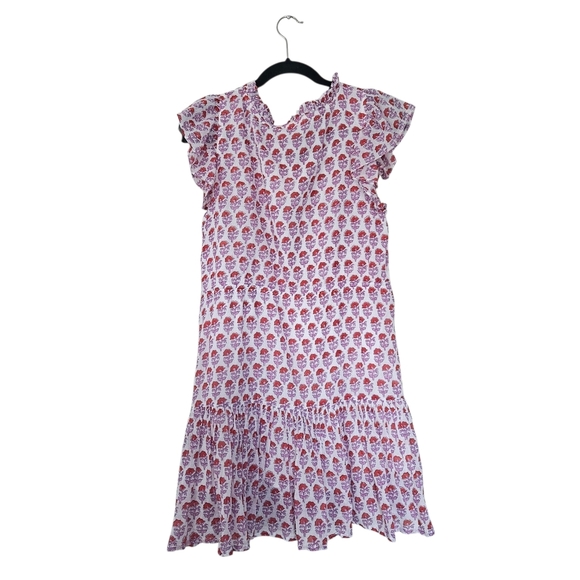 Oliphant Floral Ruffle Mini Dress in Pink and White Size S flaw - Picture 3 of 11